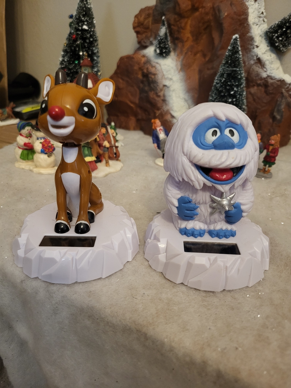 Rudolph and Bumble Holiday Solar Figurine Set - Brown & White
